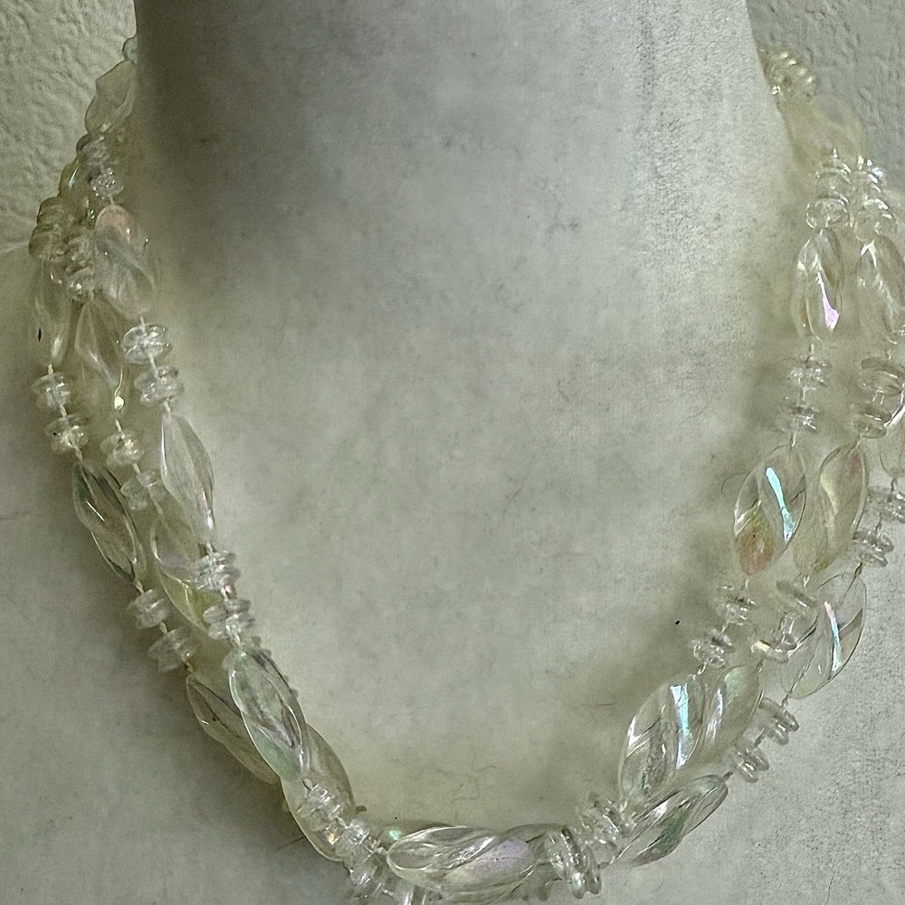 Single Long Strand Arora Borialis Beads Necklace Versatile 60" Festive